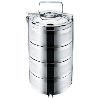Cutie de pranz cu 4 nivele din otel, 4x 1.1 l